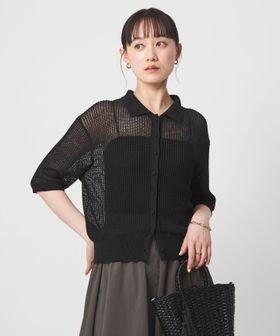 green label relaxing/メッシュ ポロカーディガン ニット ウォッシャブル/カーディガン / ボレロ