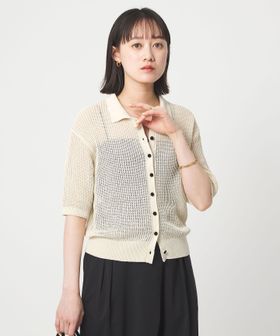 green label relaxing/メッシュ ポロカーディガン ニット ウォッシャブル/カーディガン / ボレロ