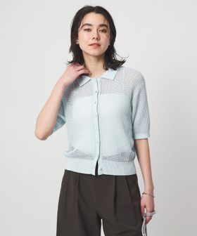 green label relaxing/メッシュ ポロカーディガン ニット ウォッシャブル/カーディガン / ボレロ