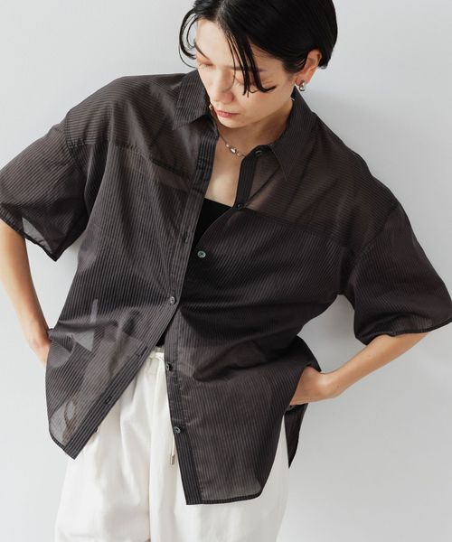green label relaxing/【結論シリーズ】リボンハイウエストシャツ［size SHORTあり］/シャツ / ブラウス