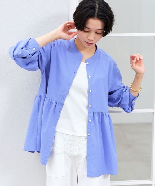 green label relaxing/［size SHORTあり］ペプラム ブラウス UVカット 通気性 吸水速乾/シャツ / ブラウス