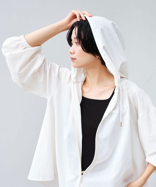 green label relaxing/［size SHORTあり］フード ギャザー シャツ  UVカット 通気性 吸水速乾/シャツ / ブラウス