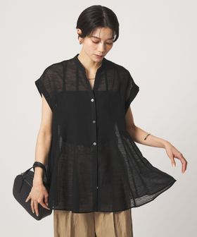 green label relaxing/ラミーライク マチフレア ショートスリーブ ブラウス 通気性/シャツ / ブラウス