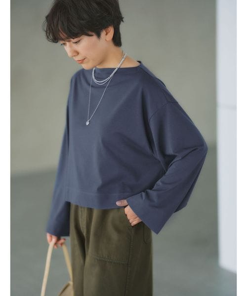 green label relaxing/＜スタイリスト兵藤千尋さんコラボ＞クロップド ワイド ロングスリーブ Tシャツ UVカット/Tシャツ / カットソー