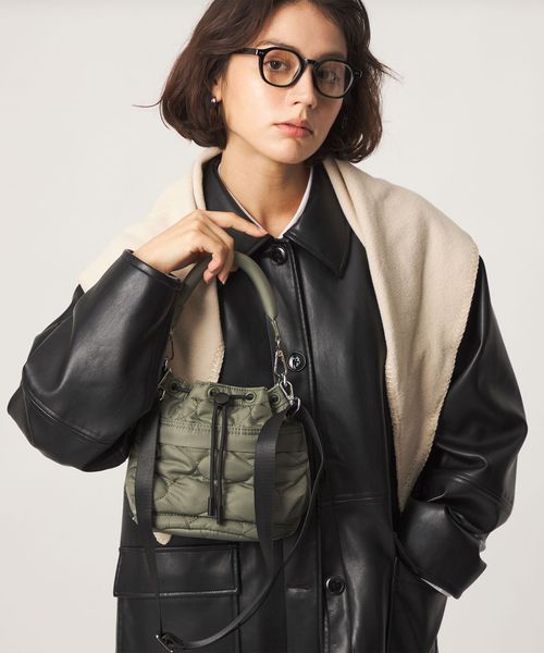green label relaxing/【WEB限定】＜PARTE＞キルティング ドロストバッグ ミニ / ショルダーバッグ はっ水/ショルダーバッグ