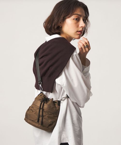 green label relaxing/【WEB限定】＜PARTE＞キルティング ドロストバッグ ミニ / ショルダーバッグ はっ水/ショルダーバッグ
