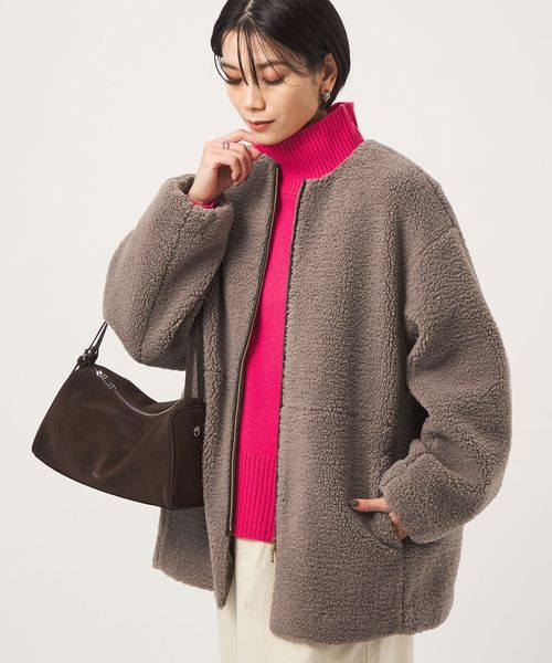 green label relaxing/［size SHORTあり］ボア ノーカラー ブルゾン/その他コート / ブルゾン