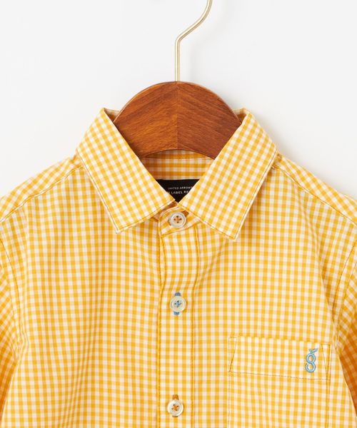 新同 TROPHY CLOTHING 半袖チェックシャツ 苦しかっ マスタード 16(L)
