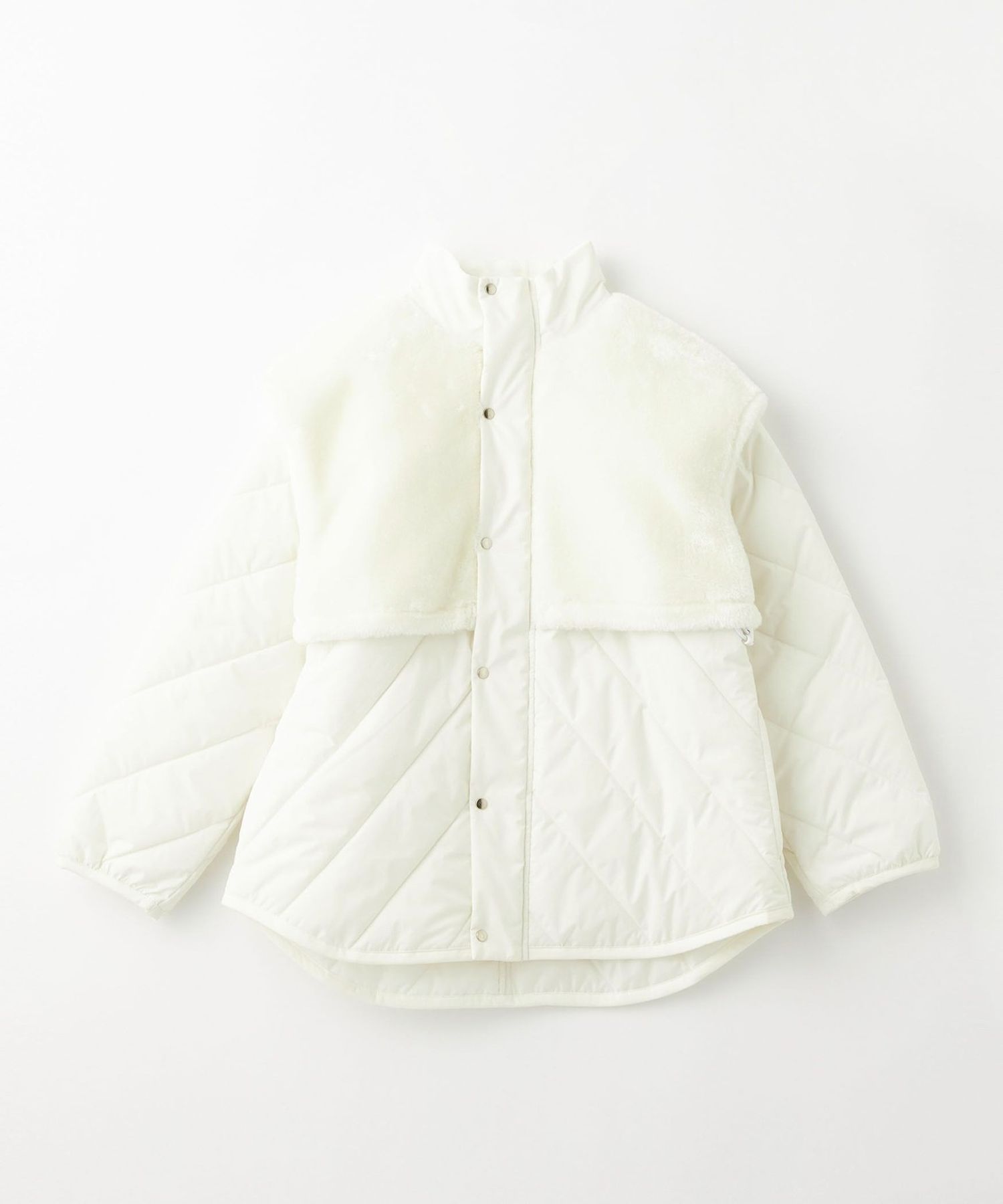 green label relaxingフェイクファー　レイヤード　中綿ブルゾン フェイクファー レイヤード ナカワタ ブルゾン 140cm―160cm