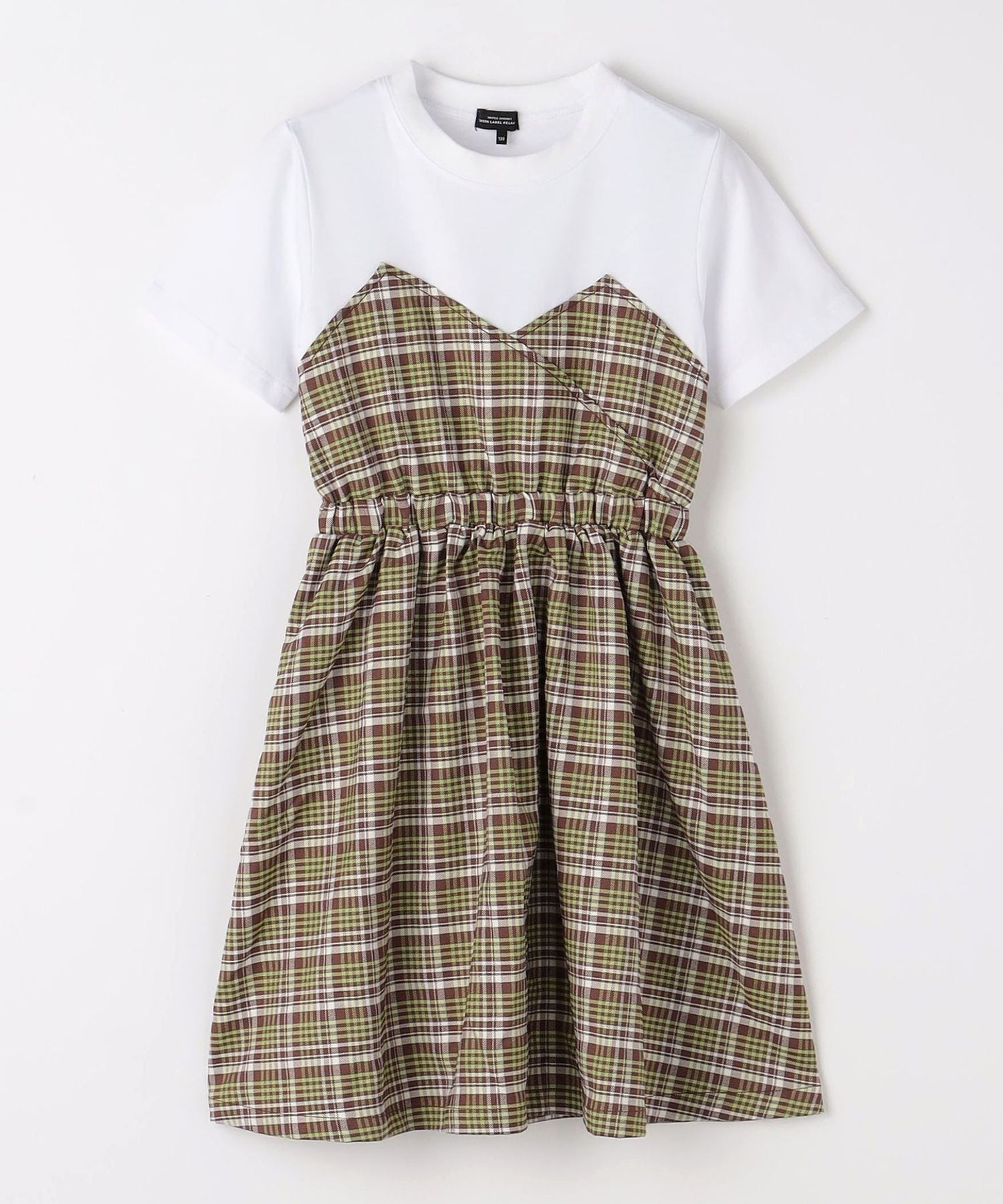 TJ 天竺×チェック ドッキング ワンピース / キッズ 100cm―130cm