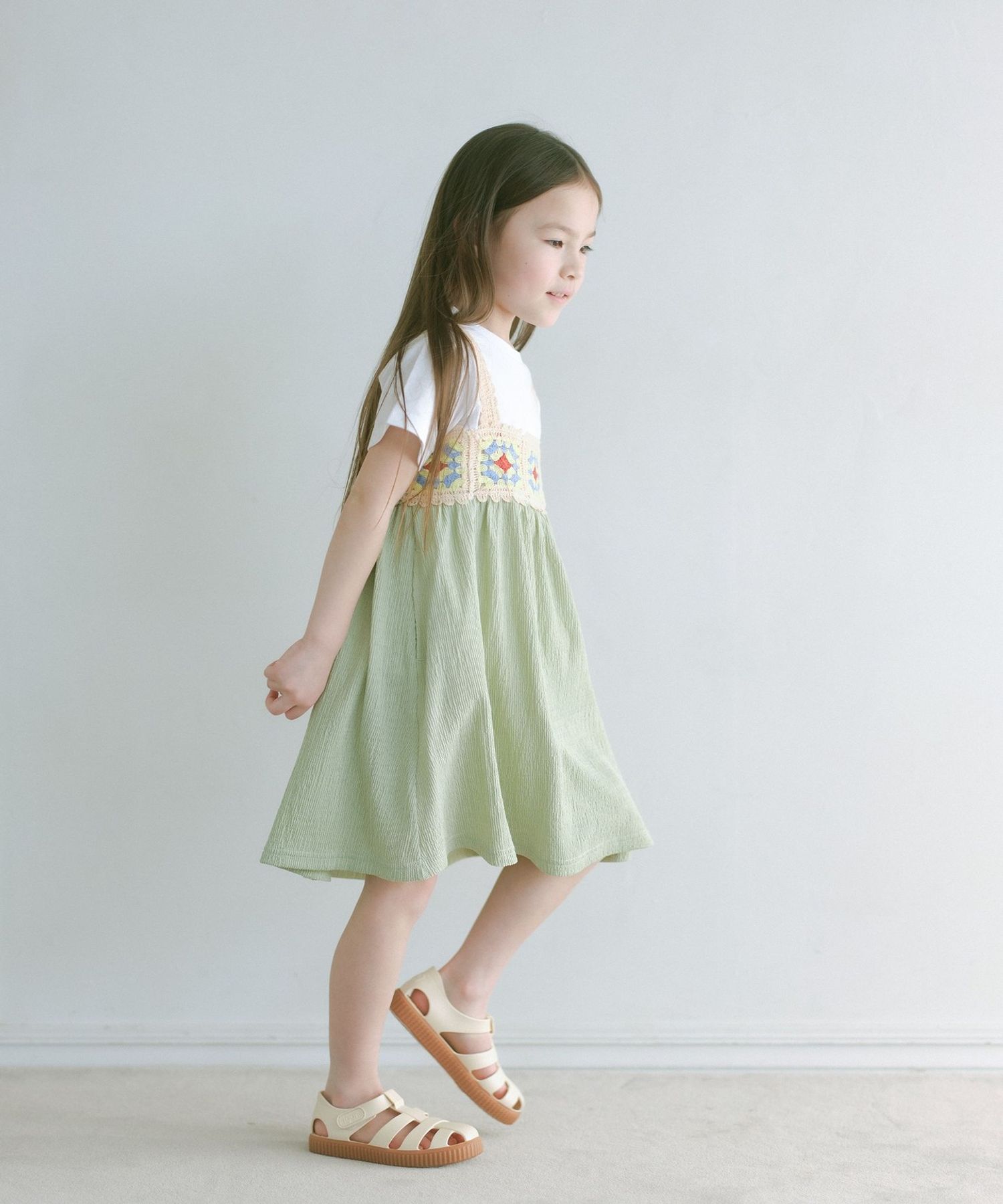 TJ 楊柳キャミワンピース+Tシャツ セット 100cm-130cm 