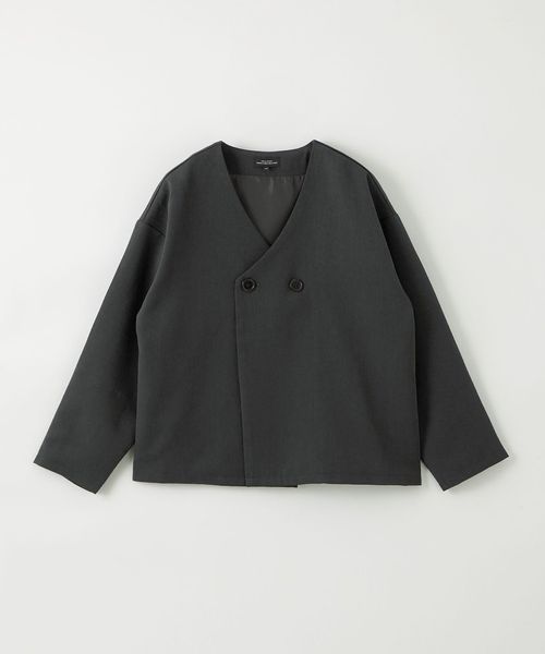 【グリーンレーベル】ノーカラージャケットパンツ セットアップ リネン グレー38 グリーンレーベル】ノーカラージャケットパンツ セットアップ