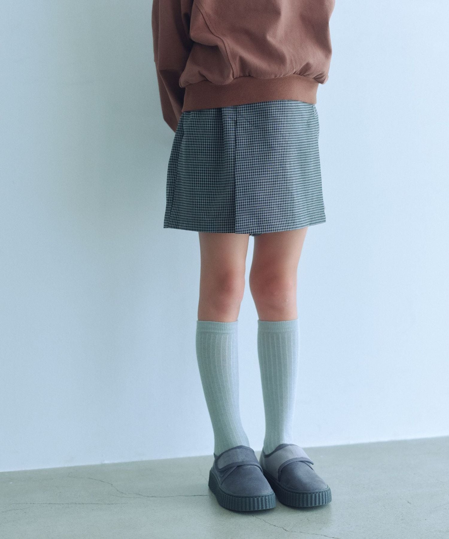 チェック スカパン（ブラック）/ キッズ 120cm―160cm