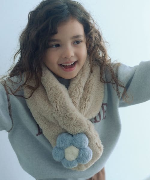 green label relaxing/フェイクファー フラワーモチーフ マフラー/ストール / マフラー