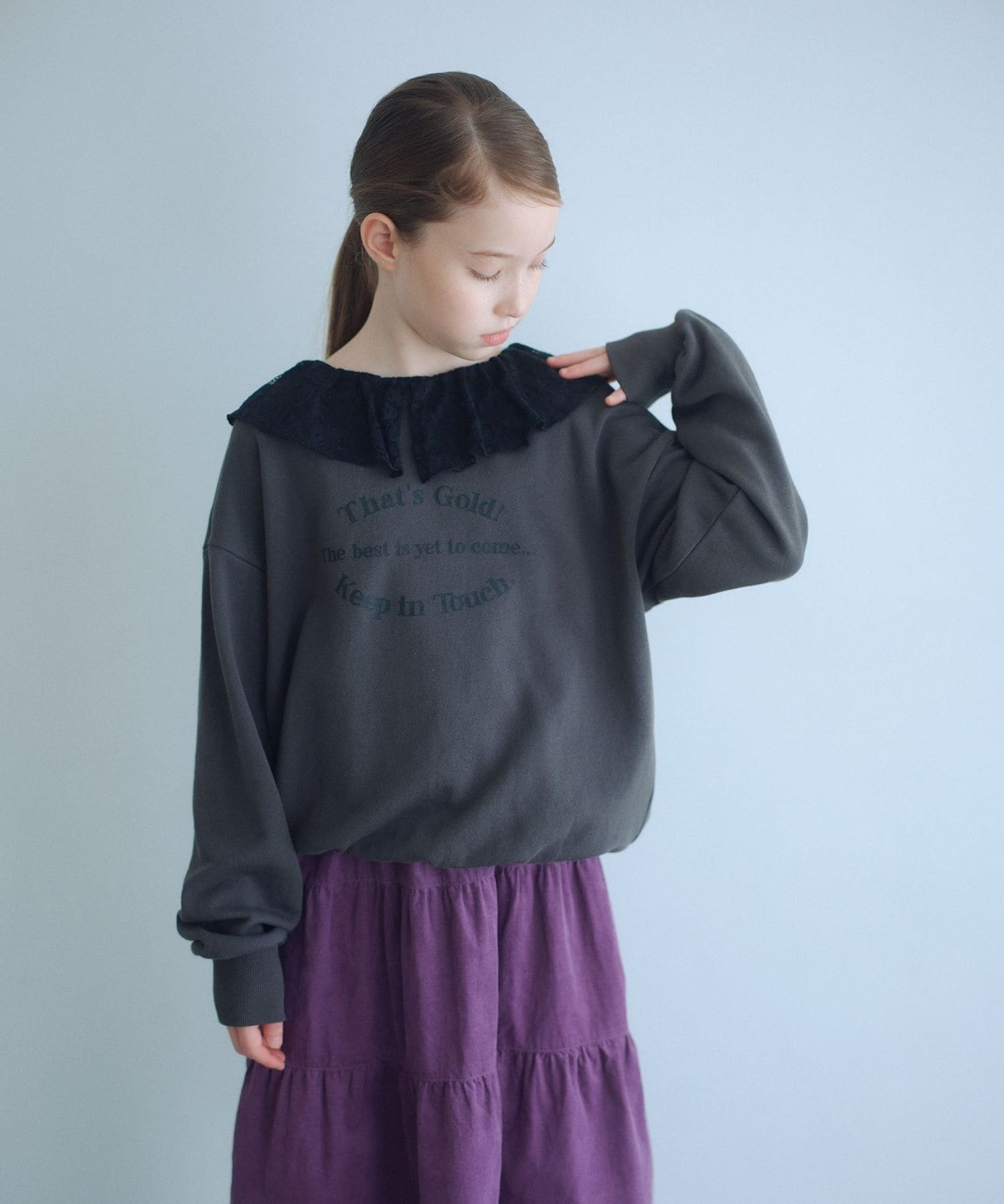 レースエリ 裏毛プルオーバー / キッズ 100cm―160cm