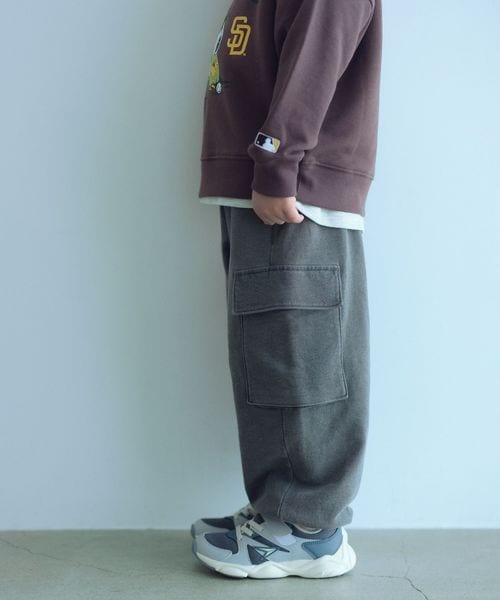green label relaxing/裏毛 ワイドカーゴパンツ（MDグレー）/ キッズ  100cm―160cm/スウェットパンツ / ジャージ