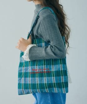 beej/【別注】＜beej＞チェック フラット トートバッグ / キッズ/トートバッグ