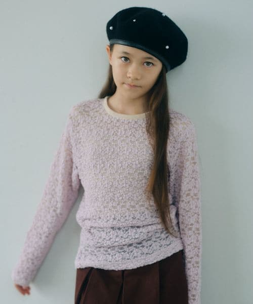 green label relaxing/フラワー ジャガード シアー トップス / キッズ 140cm―160cm/Tシャツ / カットソー