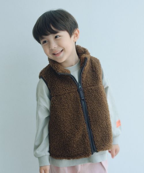 green label relaxing/【スタメンシリーズ】ボア ジップ ベスト / キッズ 100cm―160cm/ボア / フリースジャケット