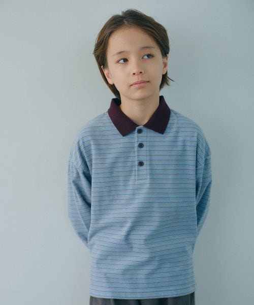 green label relaxing/起毛フライス ボーダー 襟付き ロングスリーブ / キッズ 100cm―160cm/シャツ / ブラウス