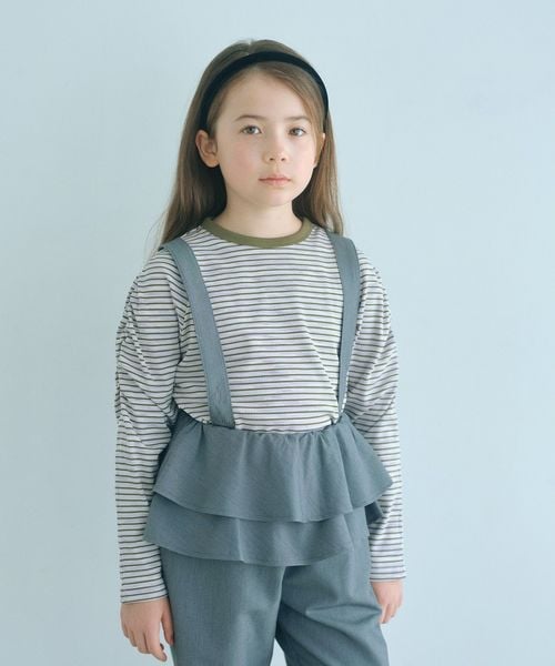 green label relaxing/【COOL CHIC GIRLS STYLE】ボーダー シャーリング プルオーバー / キッズ120cm―160cm/Tシャツ / カットソー
