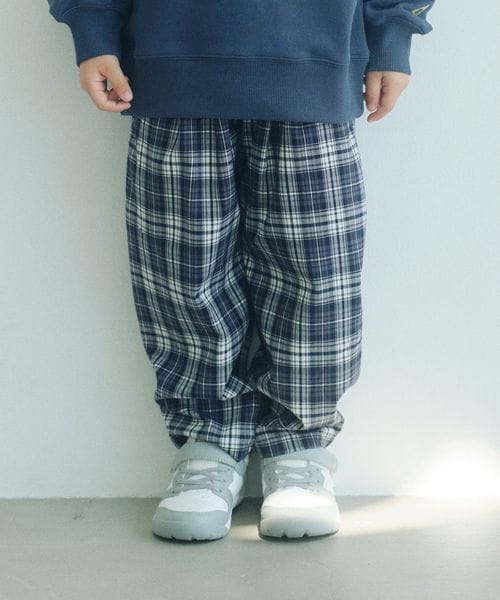 green label relaxing/バレルレッグ チェック ロングパンツ / キッズ 100cm―160cm/イージーパンツ
