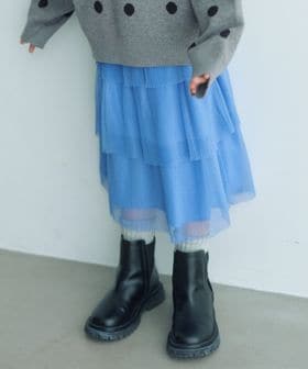green label relaxing/プリーツ チュール ティアードスカート / キッズ 110cm―130cm/ひざ丈
