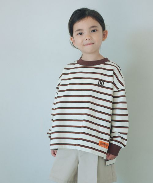 UNIVERSAL OVERALL/【別注】＜UNIVERSAL OVERALL＞ボーダー ロングスリーブ / キッズ  100cm―130cm/Tシャツ / カットソー