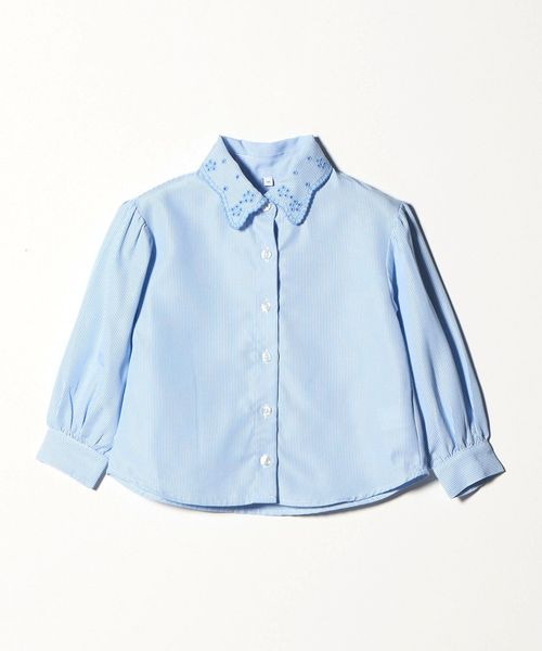 green label relaxing/襟 刺しゅう ストライプ シャツ / キッズ  100cm―130cm/シャツ / ブラウス