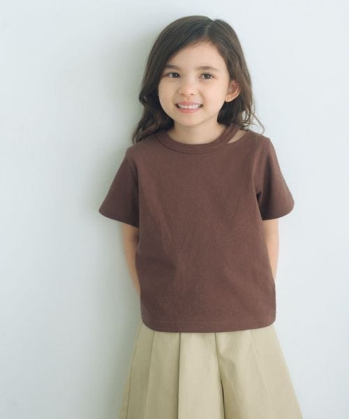 green label relaxing/【WEB限定】ネック スリットTシャツ 100cm―160cm/Tシャツ / カットソー