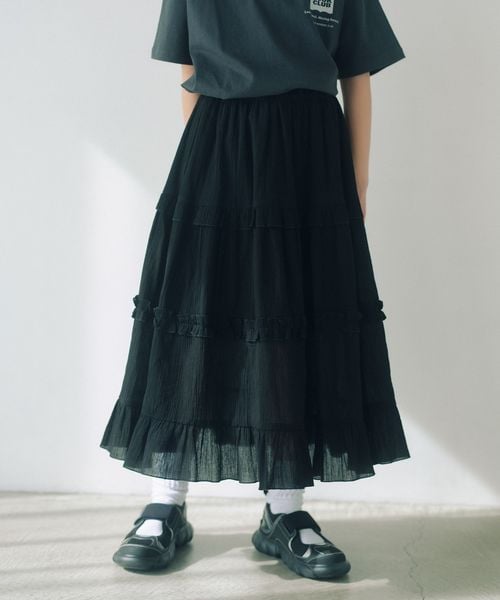 green label relaxing/楊柳フリル ロングスカート / キッズ  140cm―160cm/ミモレ / ロング