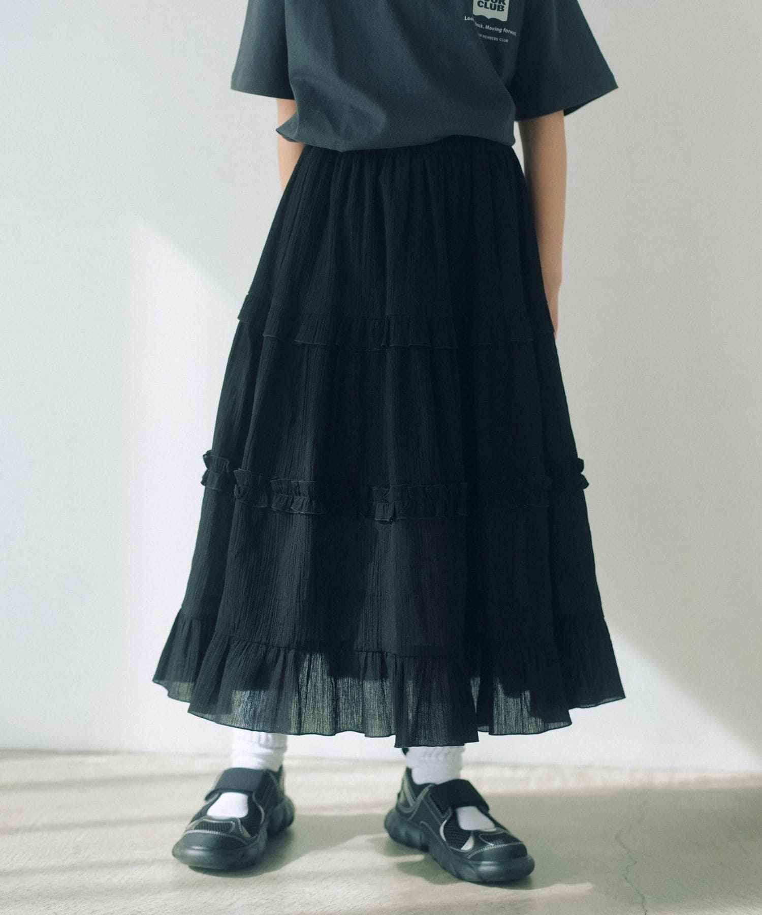 楊柳フリル ロングスカート / キッズ 140cm―160cm