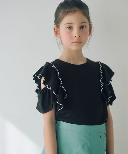 green label relaxing/ショルダースリット フリルTシャツ / キッズ  140cm―160cm/Tシャツ / カットソー