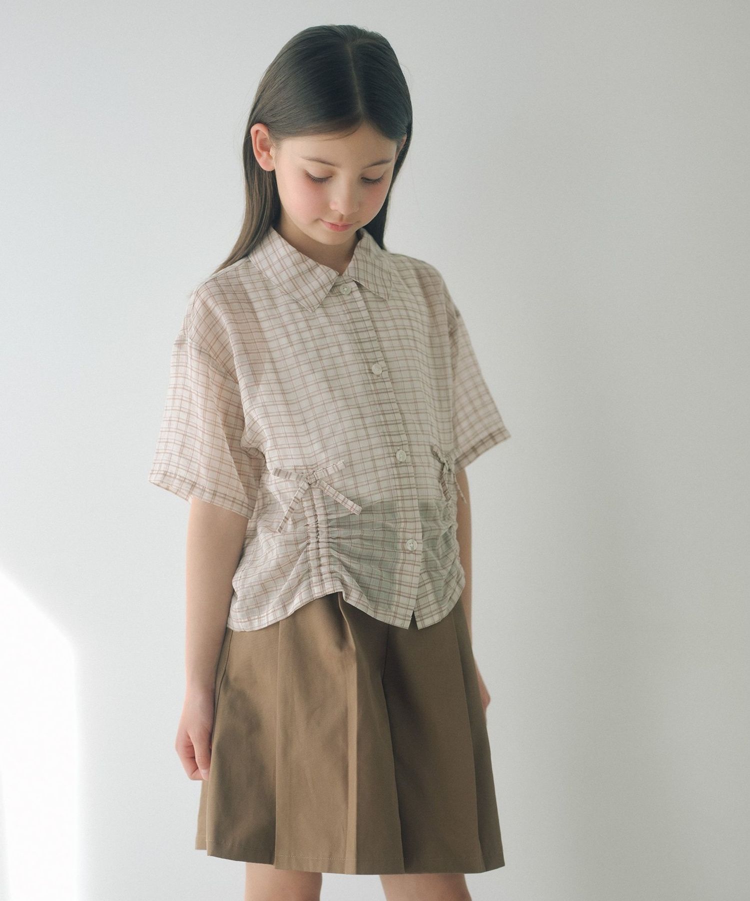 シースルー チェック シャツ / キッズ 140cm―160cm