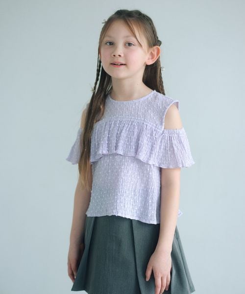 green label relaxing/【COOL CHIC GIRLS STYLE】ラッフルショートスリーブ / キッズ  120cm―160cm/シャツ / ブラウス