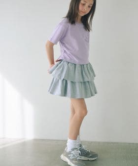 green label relaxing/ミニ裏毛 フリル キュロット（グレー）140cm―160cm/ショート / ハーフパンツ