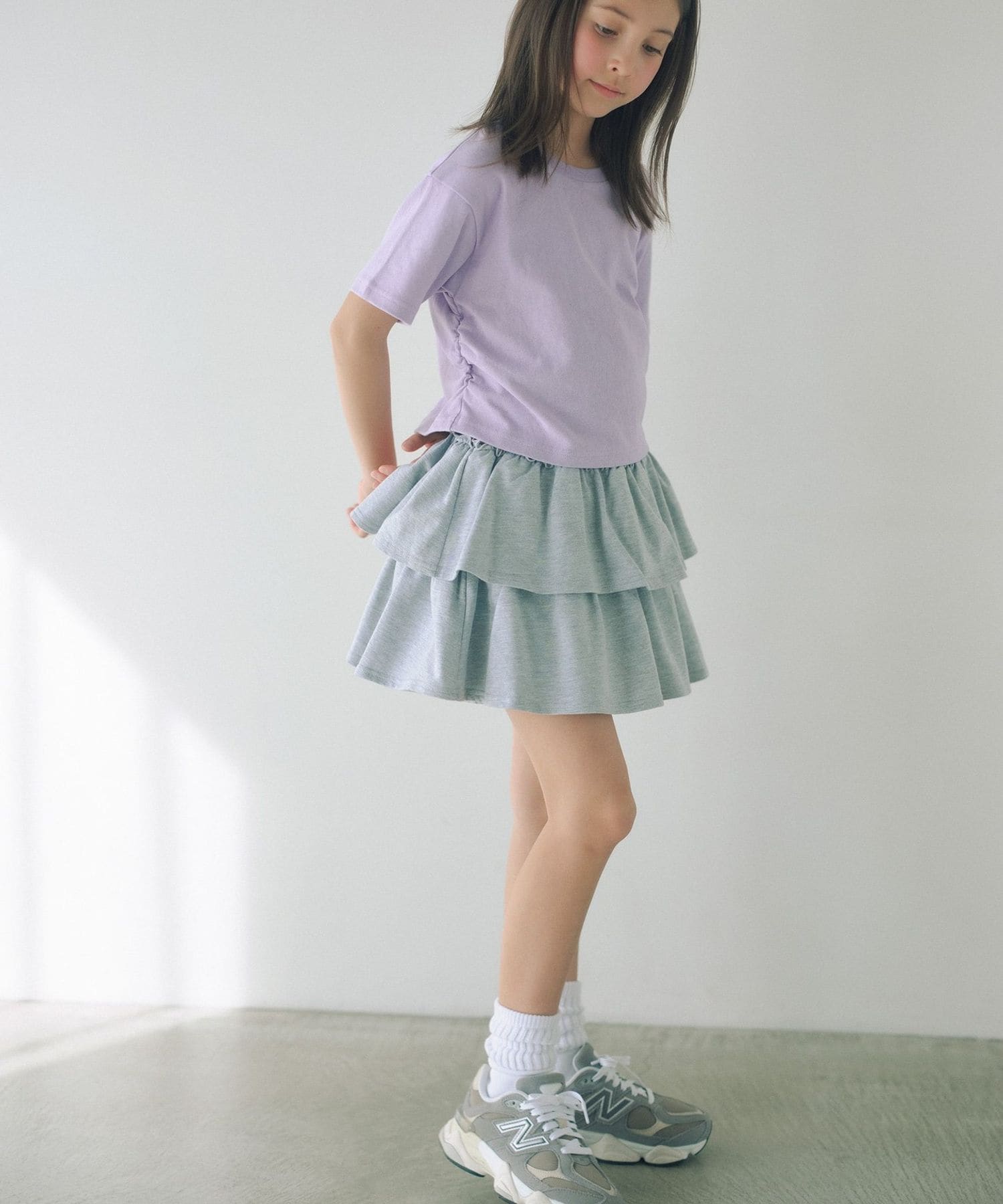 ミニ裏毛 フリル キュロット（グレー）140cm―160cm