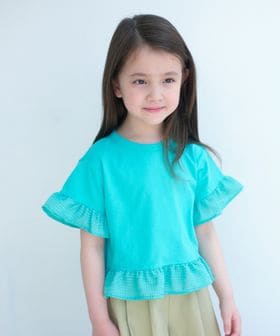 green label relaxing/チェック フリル Tシャツ / キッズ 100cm―130cm/Tシャツ / カットソー