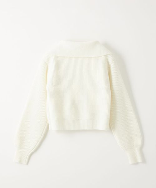 051142 Y's 袖ニット レイヤード ウール ジップ ジャケット 4 SLY（スライ）の「【2サイズ展開】SHAGGY MIX ZIP UP KNIT TOPS