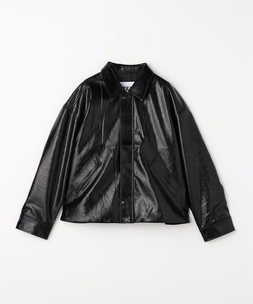 CITEN コート　ダークブラウン CITEN＞レザーライク ショートブルゾン
