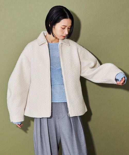 【未使用級♡着用1回】エリザベッタフランキ　ジップアップニットブルゾン　38 ADAM ET ROPÉ FEMME(アダム エ ロペ ファム) / 【サステナブル