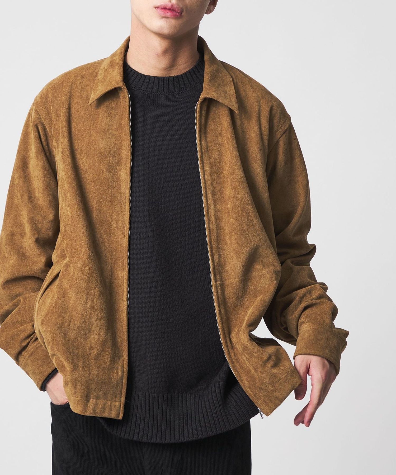 CITEN＞スウェードライクジップシャツブルゾン