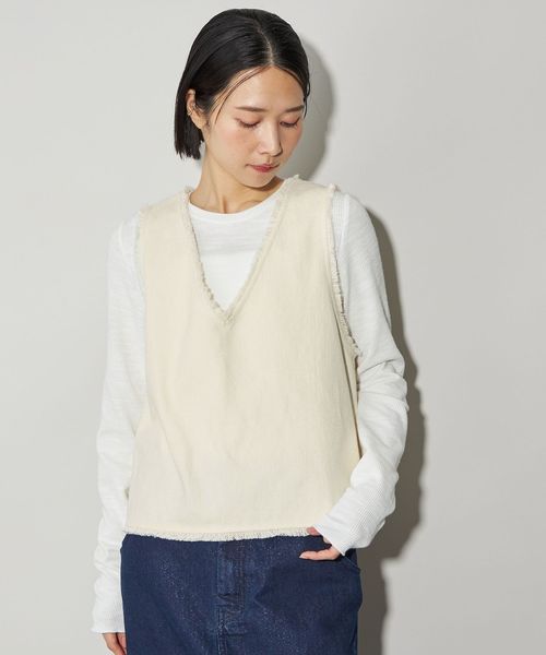 ユナイテッドアローズ　フリンジベスト CITEN＞フリンジVネックベスト