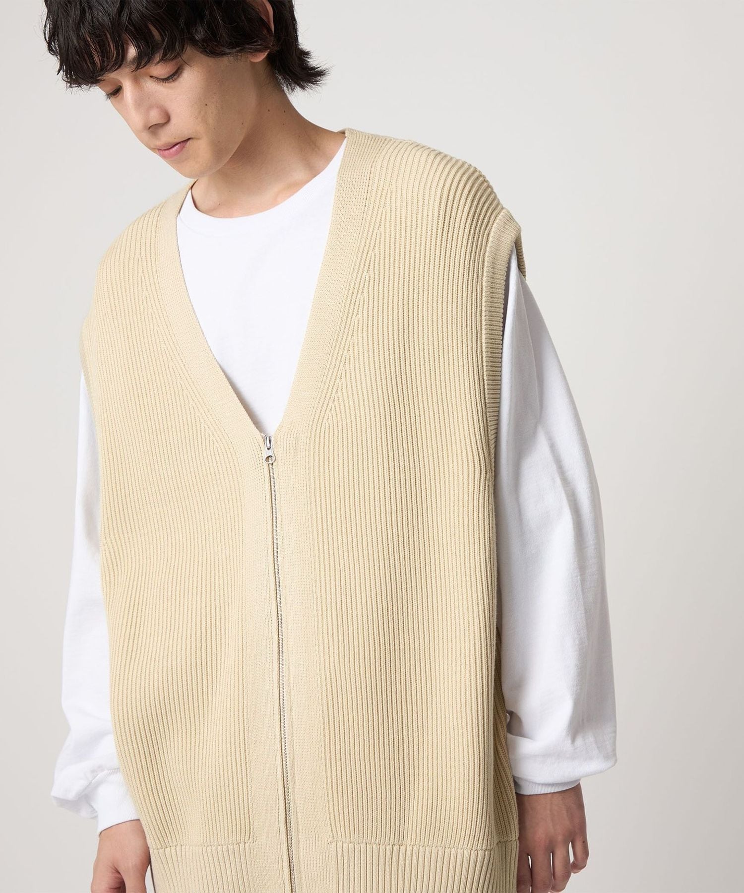CITEN＞リブニットZIPベスト