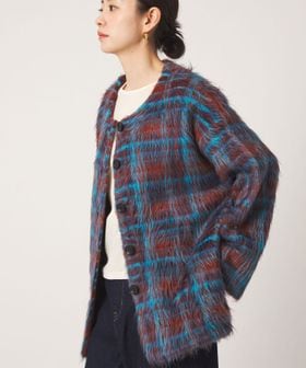 CITEN/＜CITEN＞チェックニットコート/ノーカラーコート