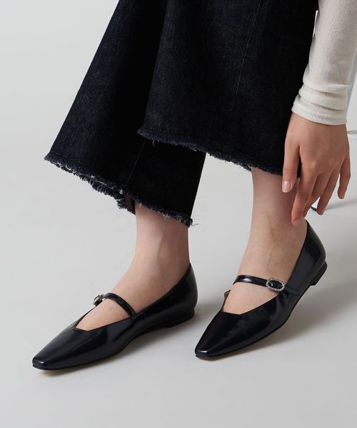 美品　ODETTE ODILE  ビジューミニバックルフラット10 ビジューミニバックル フラット10↑