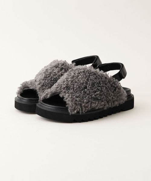 【UNITED ARROWS】クロスファーサンダル フェイクファークロス サンダル30↑