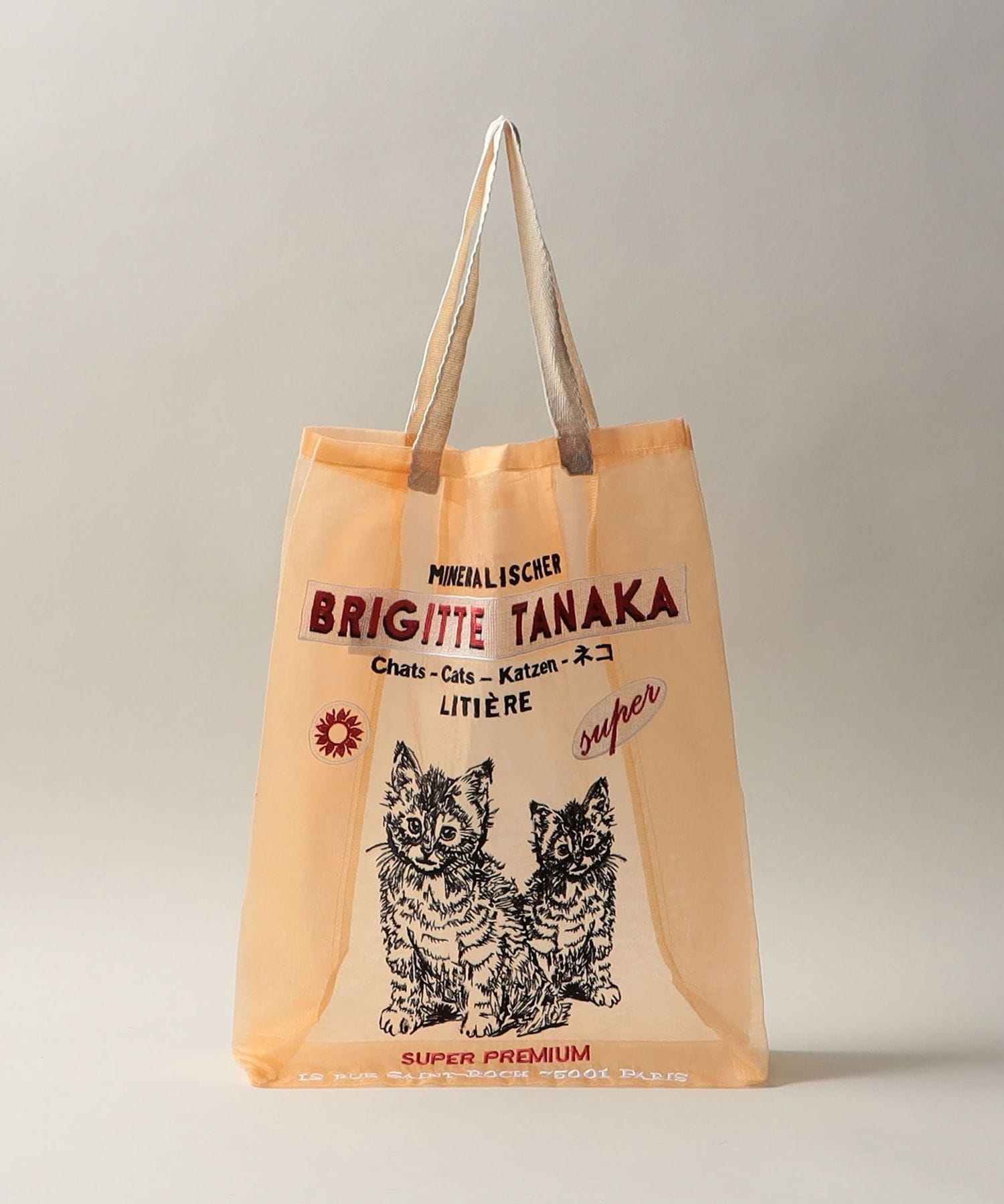 【未使用】BRIGITTE TANAKA cat pouch BRIGITTE TANAKA】CAT EMBROIDERED ORGANZA BAG｜CONVERSE TOKYO