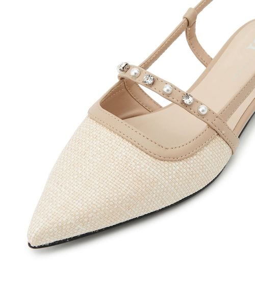 一度のみ着用！美品chay パールバックベルトフラットシューズ