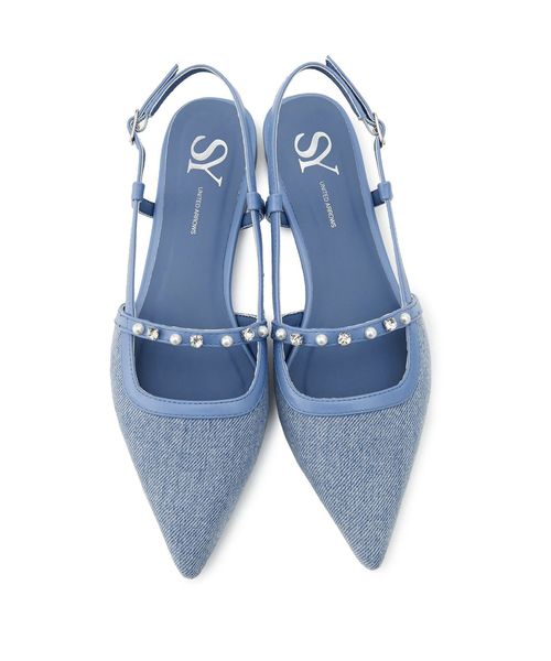 なないろ美品♡tobechic素敵パールベルト SY>パールライクビジューバックベルト フラット15○↑